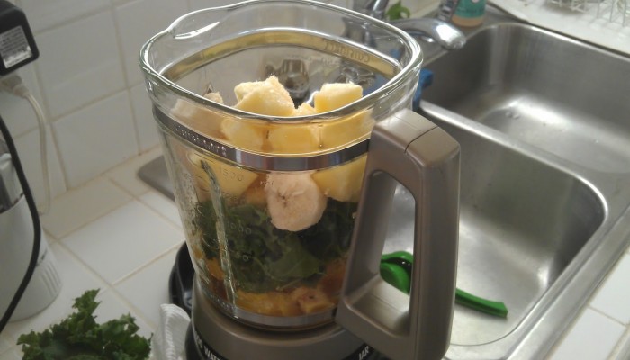 blender with un-blended stuff in it.